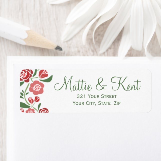 Red Green Elegant Wedding Dezember Rücksendeadress (Insitu)