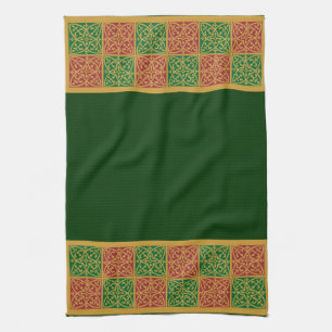 Red Green Fleur-de-Lis Holiday Pattern Handtuch