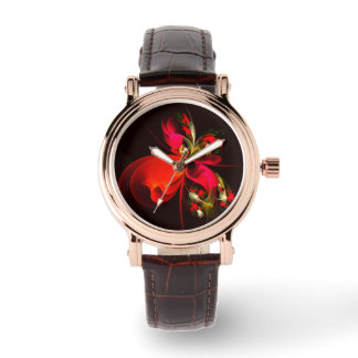 Red Green Floral Modern Abstrakt Art Pattern #02 Armbanduhr