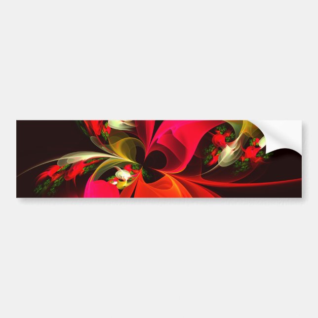 Red Green Floral Modern Abstrakt Art Pattern #02 Autoaufkleber (Vorne)