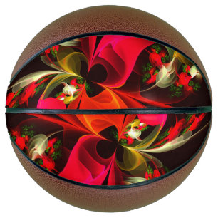 Red Green Floral Modern Abstrakt Art Pattern #02 Basketball