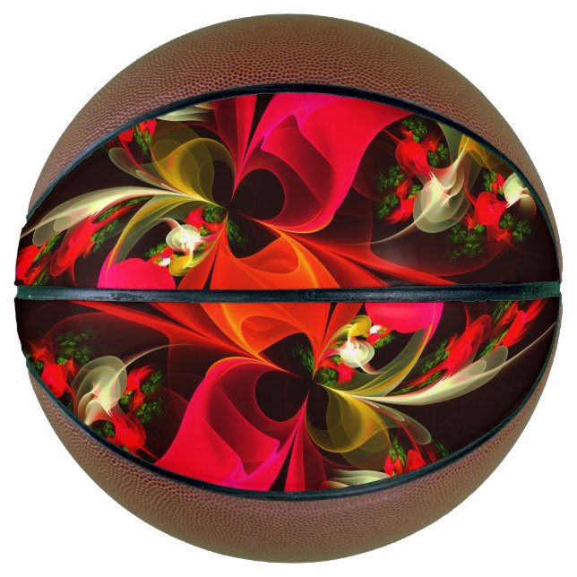 Red Green Floral Modern Abstrakt Art Pattern #02 Basketball (Vorderseite)