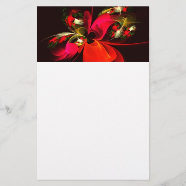 Red Green Floral Modern Abstrakt Art Pattern #02 Briefpapier (Vorderseite)