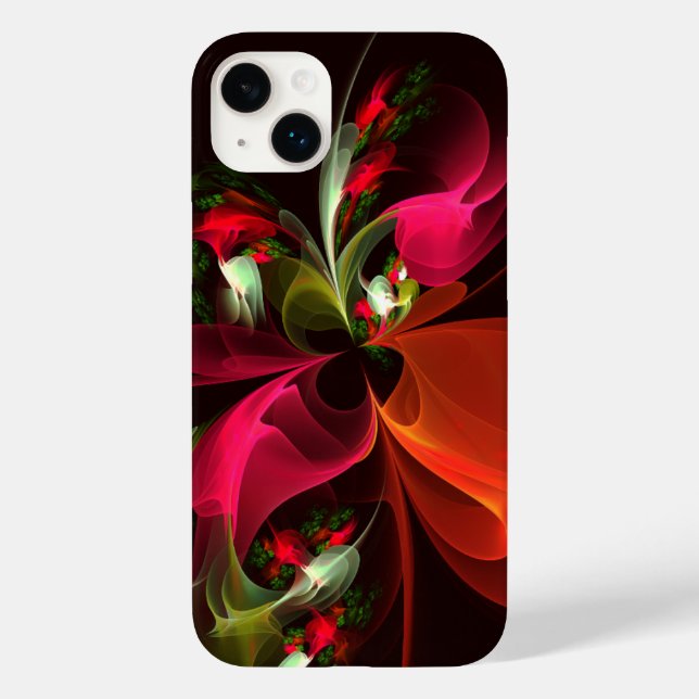Red Green Floral Modern Abstrakt Art Pattern #02 Case-Mate iPhone Hülle (Rückseite)