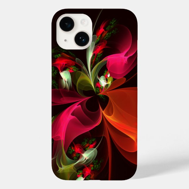 Red Green Floral Modern Abstrakt Art Pattern #02 Case-Mate iPhone Hülle (Rückseite)