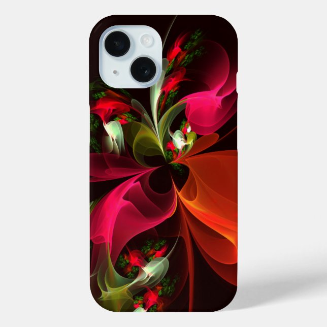 Red Green Floral Modern Abstrakt Art Pattern #02 Case-Mate iPhone Hülle (Rückseite)
