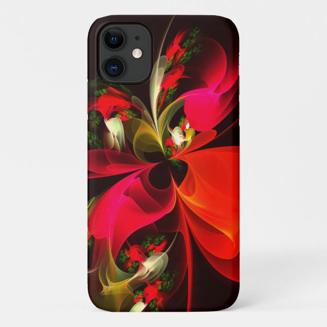Red Green Floral Modern Abstrakt Art Pattern #02 Case-Mate iPhone Hülle (Rückseite)