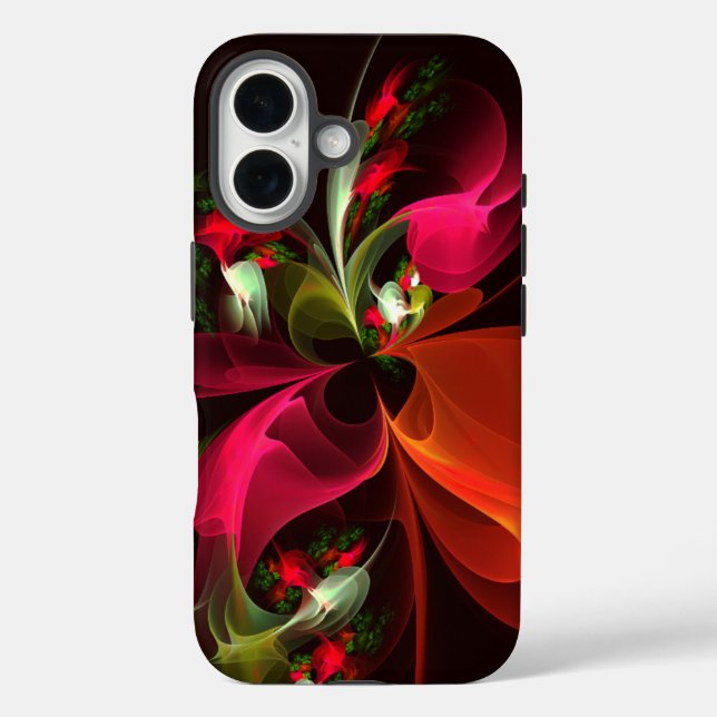 Red Green Floral Modern Abstrakt Art Pattern #02 Case-Mate iPhone Hülle (Rückseite)