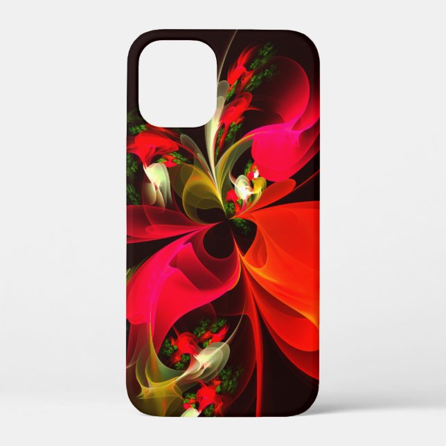 Red Green Floral Modern Abstrakt Art Pattern #02 Case-Mate iPhone Hülle (Rückseite)