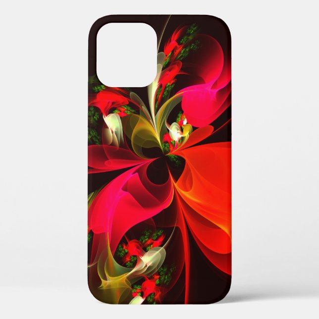 Red Green Floral Modern Abstrakt Art Pattern #02 Case-Mate iPhone Hülle (Rückseite)