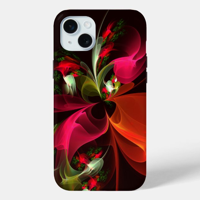 Red Green Floral Modern Abstrakt Art Pattern #02 Case-Mate iPhone Hülle (Rückseite)