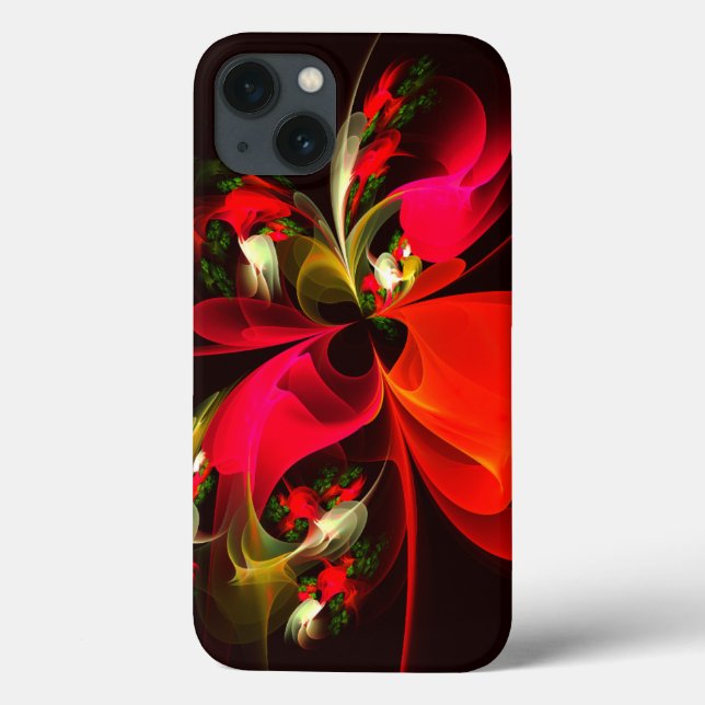 Red Green Floral Modern Abstrakt Art Pattern #02 Case-Mate iPhone Hülle (Rückseite)