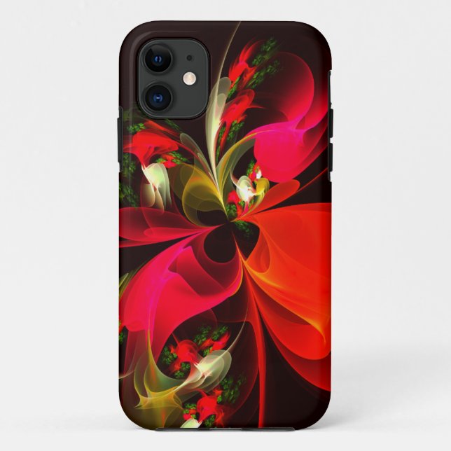 Red Green Floral Modern Abstrakt Art Pattern #02 Case-Mate iPhone Hülle (Rückseite)