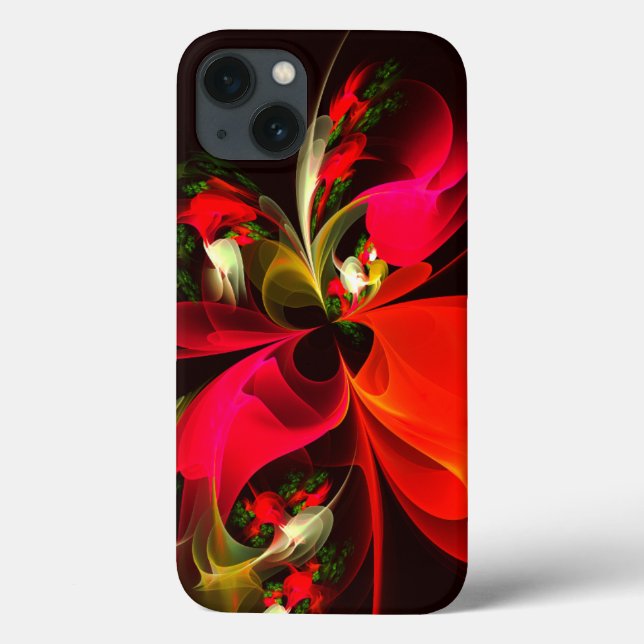 Red Green Floral Modern Abstrakt Art Pattern #02 Case-Mate iPhone Hülle (Rückseite)