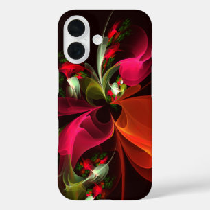 Red Green Floral Modern Abstrakt Art Pattern #02 iPhone 16 Hülle