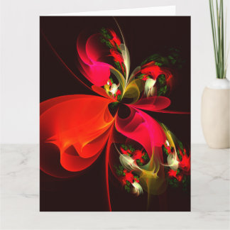 Red Green Floral Modern Abstrakt Art Pattern #02 Dankeskarte