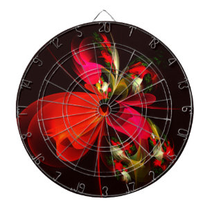 Red Green Floral Modern Abstrakt Art Pattern #02 Dartscheibe