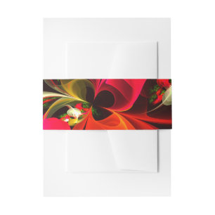 Red Green Floral Modern Abstrakt Art Pattern #02 Einladungsbanderole