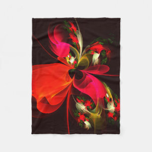 Red Green Floral Modern Abstrakt Art Pattern #02 Fleecedecke