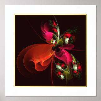 Red Green Floral Modern Abstrakt Art Pattern #02 Foliendrucke