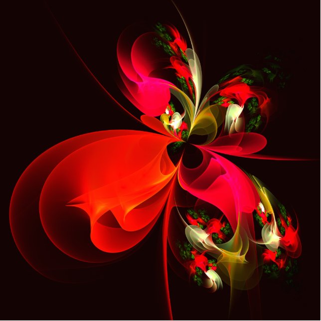 Red Green Floral Modern Abstrakt Art Pattern #02 Freistehende Fotoskulptur (Vorne)