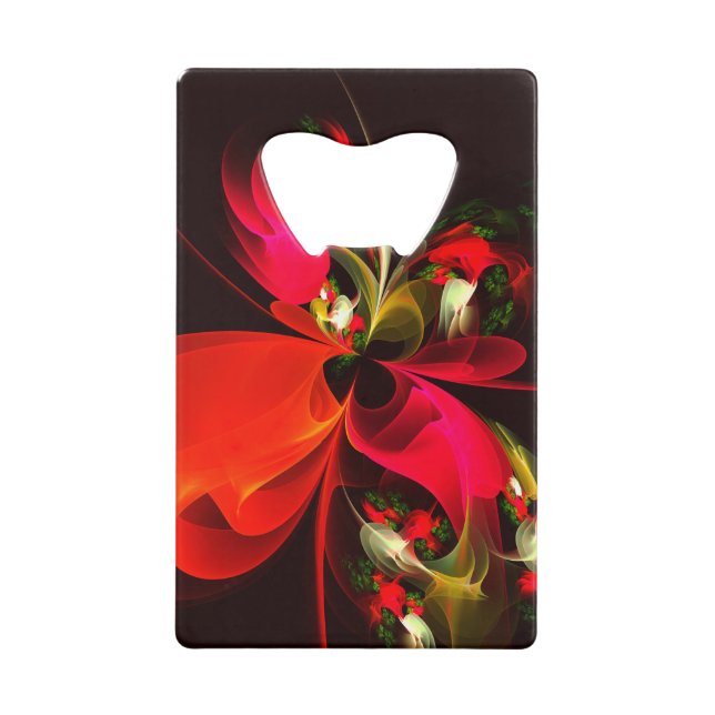 Red Green Floral Modern Abstrakt Art Pattern #02 Geldbeutel Flaschenöffner (Vorderseite)