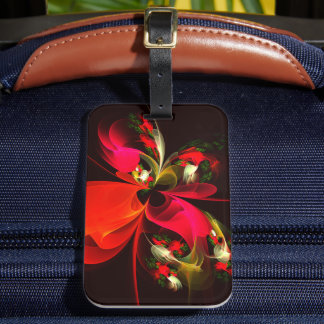 Red Green Floral Modern Abstrakt Art Pattern #02 Gepäckanhänger