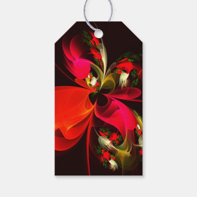 Red Green Floral Modern Abstrakt Art Pattern #02 Geschenkanhänger (Vorderseite)