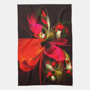 Red Green Floral Modern Abstrakt Art Pattern #02 Geschirrtuch