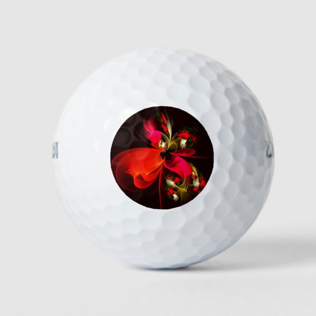 Red Green Floral Modern Abstrakt Art Pattern #02 Golfball (Vorderseite)