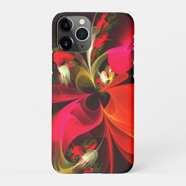Red Green Floral Modern Abstrakt Art Pattern #02 iPhone Hülle (Rückseite)