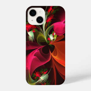 Red Green Floral Modern Abstrakt Art Pattern #02 iPhone 14 Hülle
