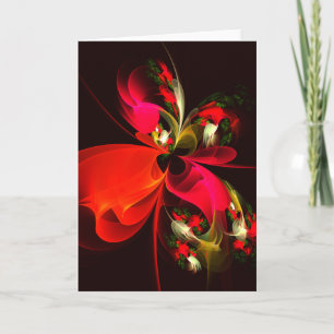 Red Green Floral Modern Abstrakt Art Pattern #02 Karte
