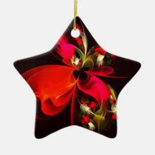 Red Green Floral Modern Abstrakt Art Pattern #02 Keramik Ornament