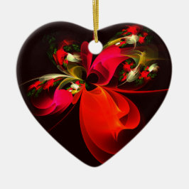 Red Green Floral Modern Abstrakt Art Pattern #02 Keramik Ornament