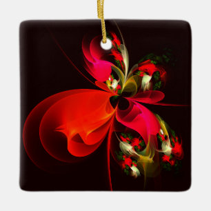 Red Green Floral Modern Abstrakt Art Pattern #02 Keramikornament