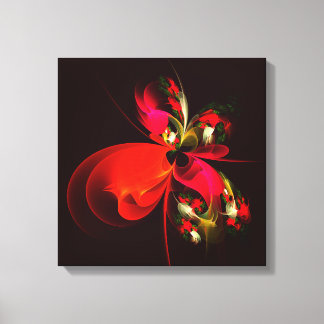 Red Green Floral Modern Abstrakt Art Pattern #02 Leinwanddruck