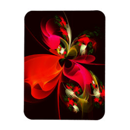 Red Green Floral Modern Abstrakt Art Pattern #02 Magnet