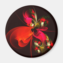 Red Green Floral Modern Abstrakt Art Pattern #02 Magnet