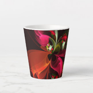 Red Green Floral Modern Abstrakt Art Pattern #02 Milchtasse