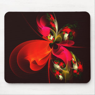 Red Green Floral Modern Abstrakt Art Pattern #02 Mousepad