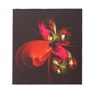 Red Green Floral Modern Abstrakt Art Pattern #02 Notizblock