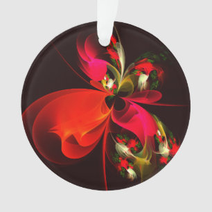 Red Green Floral Modern Abstrakt Art Pattern #02 Ornament