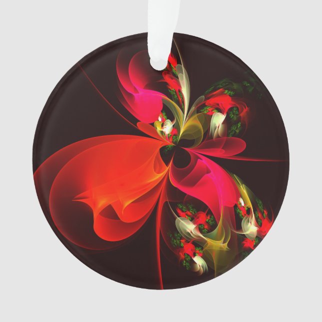 Red Green Floral Modern Abstrakt Art Pattern #02 Ornament (Vorderseite)