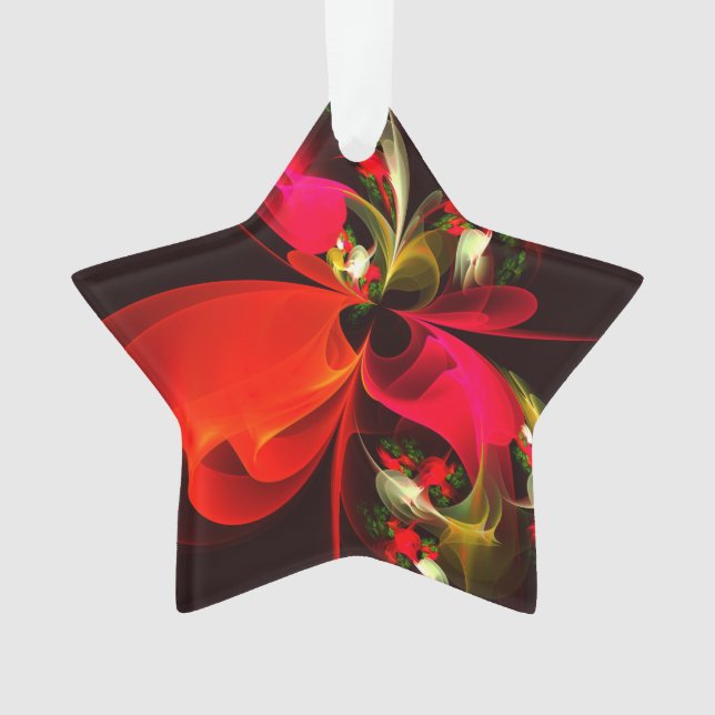 Red Green Floral Modern Abstrakt Art Pattern #02 Ornament (Vorderseite)