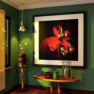 Red Green Floral Modern Abstrakt Art Pattern #02 Poster