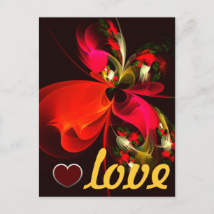 Red Green Floral Modern Abstrakt Art Pattern #02 Postkarte