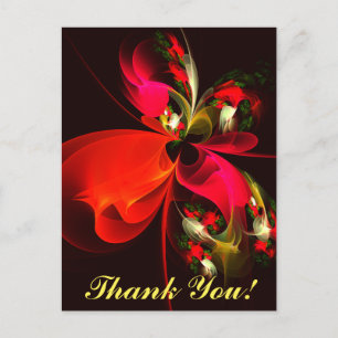 Red Green Floral Modern Abstrakt Art Pattern #02 Postkarte