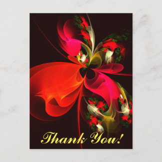 Red Green Floral Modern Abstrakt Art Pattern #02 Postkarte