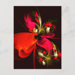 Red Green Floral Modern Abstrakt Art Pattern #02 Postkarte